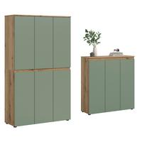 Garderobenschrank Scarpa Eiche Dekor, Graugrün B: 175cm - Eichefarben/Schwarz, Design, Holzwerkstoff (235/175/37cm) - Livetastic