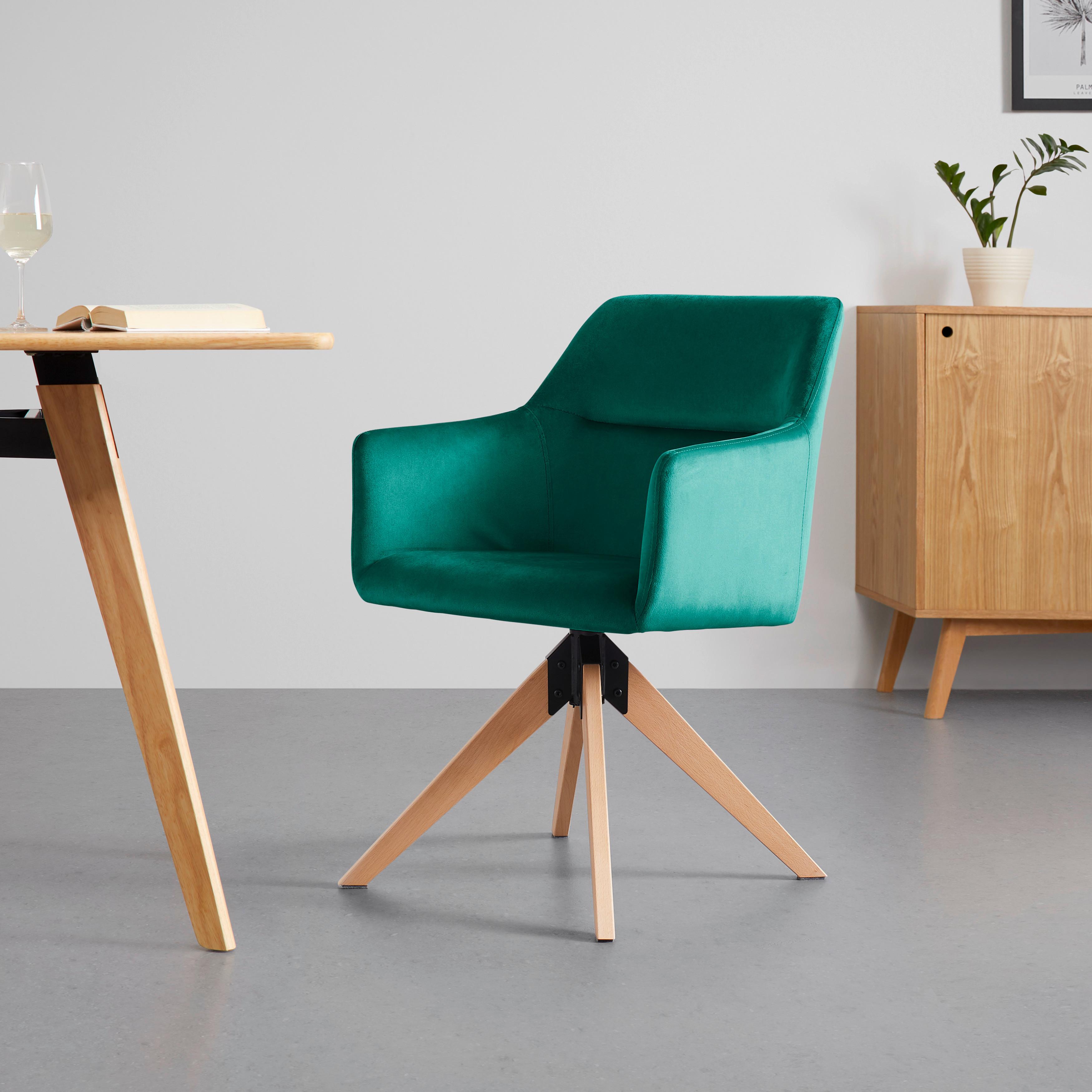 Jídelní Židle Sara Zelená - zelená/barvy buku, Moderní, dřevo/textil (57/84,5/57,5cm) - Modern Living