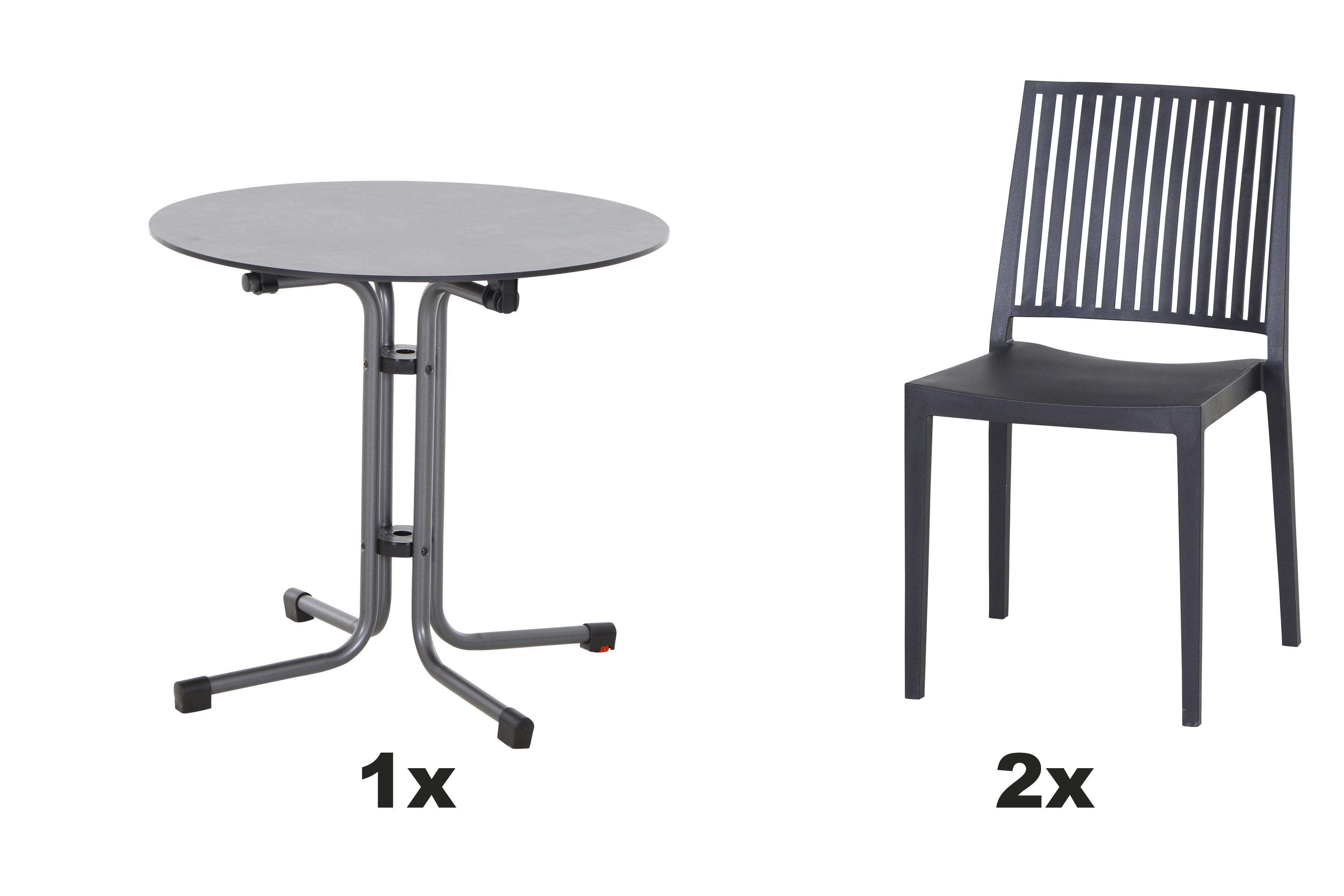 Gartengarnitur T20131 - Anthrazit, Basics, Holzwerkstoff/Kunststoff (57cm) - Siena Garden