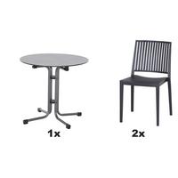 Gartengarnitur T20131 - Anthrazit, Basics, Holzwerkstoff/Kunststoff (57cm) - Siena Garden