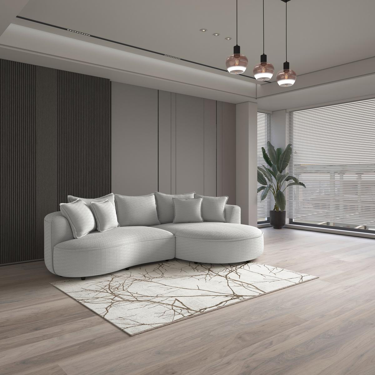 Ecksofa Levi - Beige/Schwarz, MODERN, Textil (287/168cm)