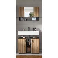 Badezimmer Mone Eiche Dekor B: 80cm - Schwarz/Eiche Artisan, Basics, Holzwerkstoff (80/189/30cm) - MID.YOU