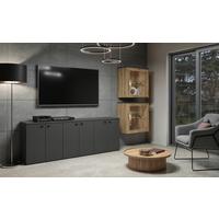 Stapelprogramm Sixty-Four - Eichefarben/Anthrazit, Trend, Holzwerkstoff (256/160/35cm)
