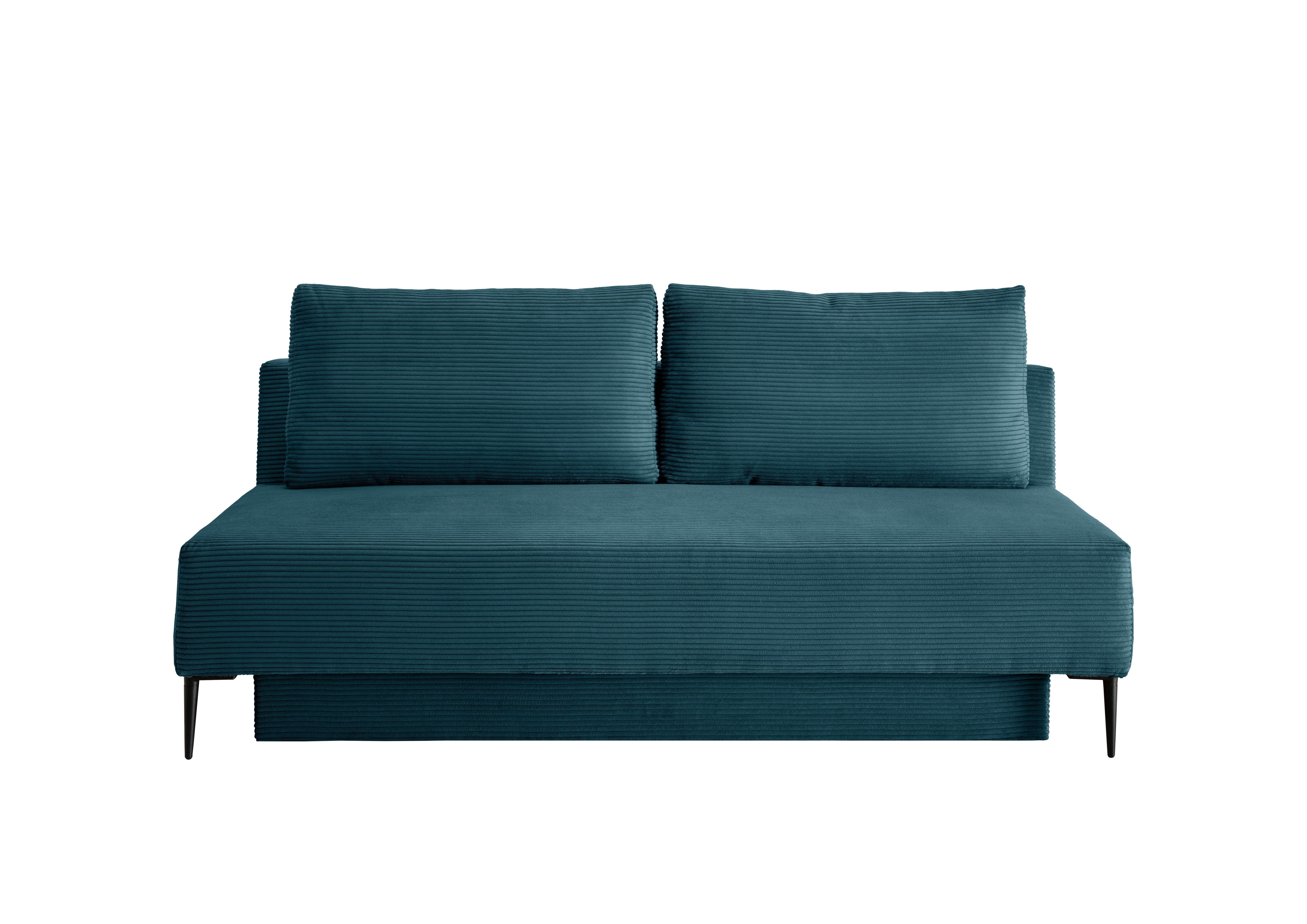 Schlafsofa Petri Petrol Cord, Rücken Echt B: 198 cm - Petrol/Schwarz, MODERN, Textil (198/90/100cm) - Livetastic