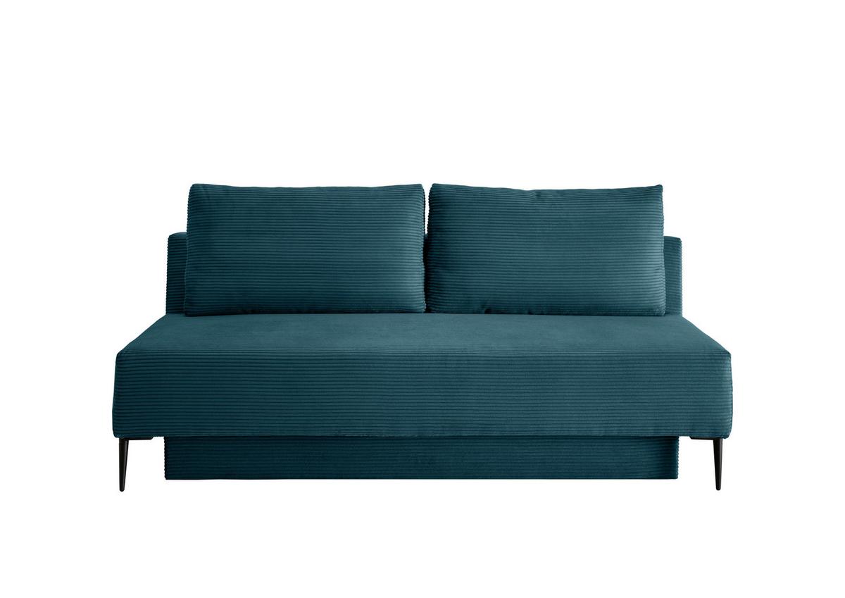 Schlafsofa Petri Petrol Cord, Rücken Echt B: 198 Cm - Petrol/Schwarz, MODERN, Textil (198/90/100cm) - Livetastic