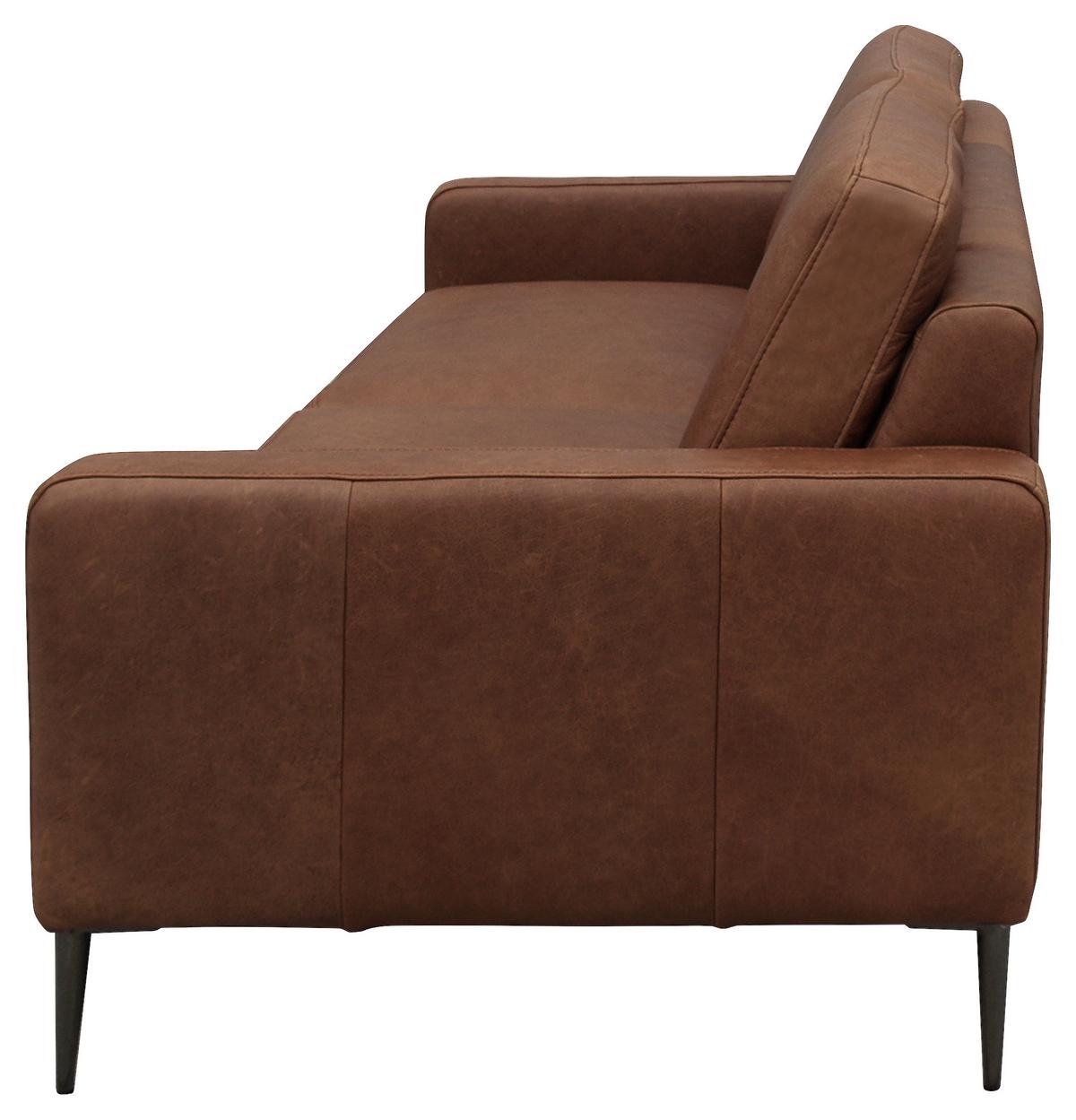 3-Sitzer-Sofa Spring, Dunkelbraun B: 187 cm - Dunkelbraun/Schwarzchrom, Design, Leder (187/85/92cm) - Livetastic