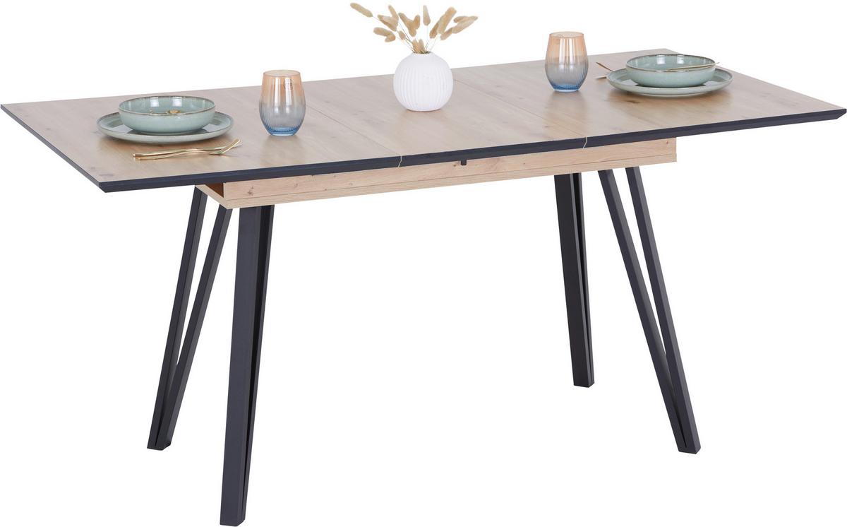 Rozkládací stůl 120-160/75/80cm - černá, Konvenční, kov/kompozitní dřevo (120-160/75/80cm)