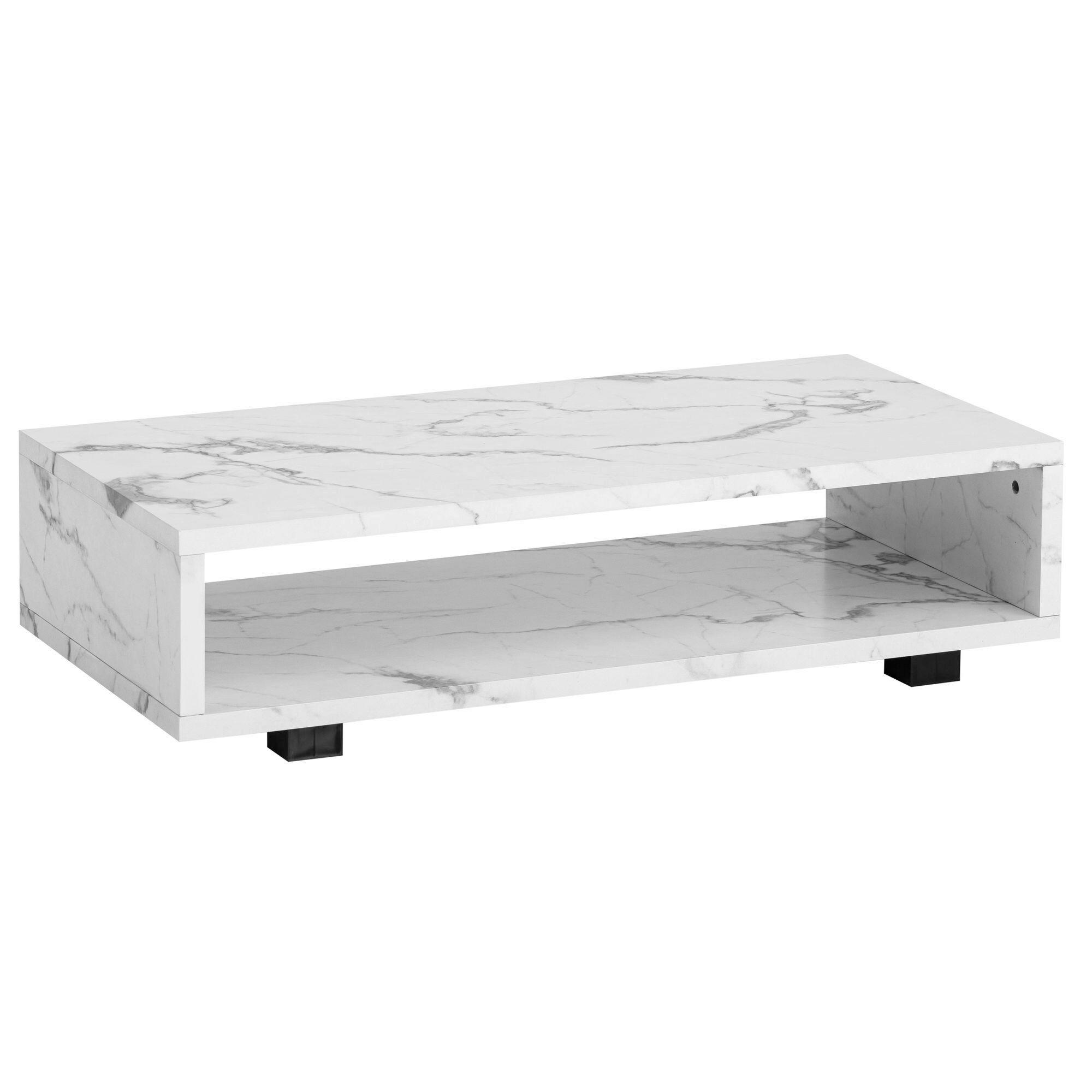Couchtisch Weiß L: 100 cm - Schwarz/Weiß, Design, Holzwerkstoff/Kunststoff (100/50/25cm) - Livetastic