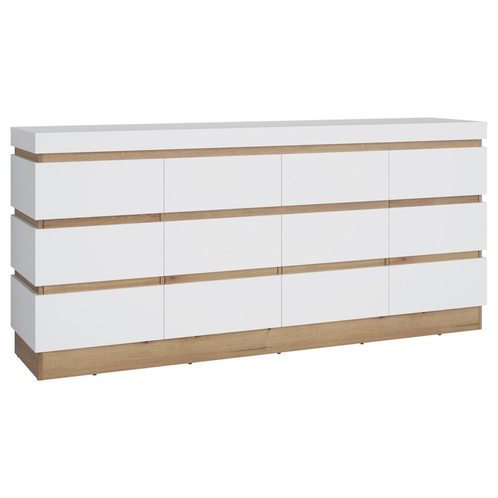 Sideboard Calabria Weiß/Eiche Dekor B: 201,2 cm