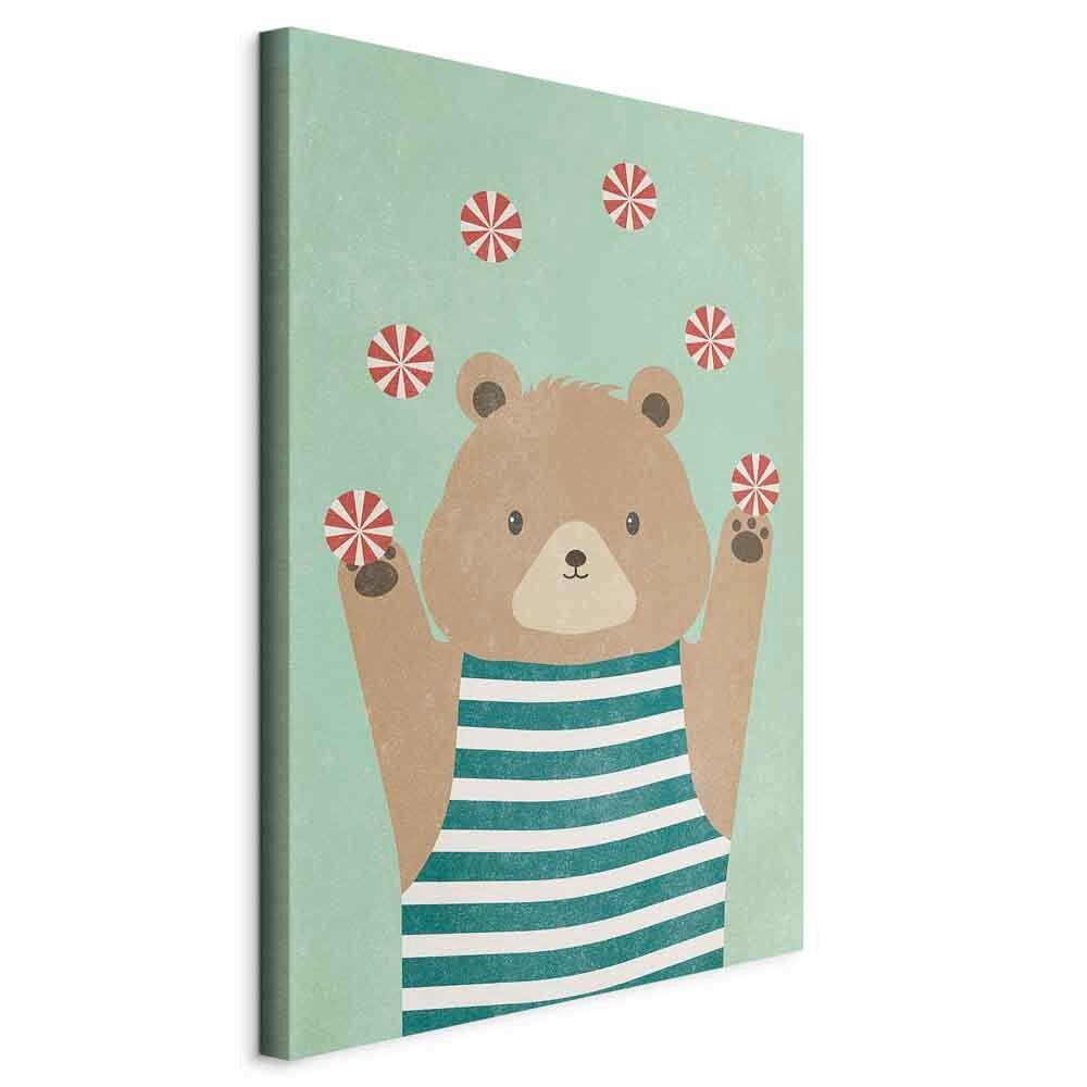Leinwandbild Juggling Bear Hellbraun Salbeigrün B: 80 cm