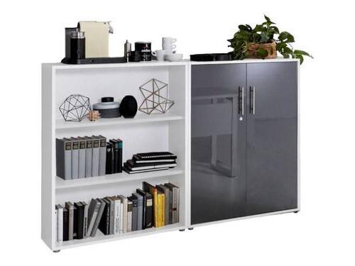 Office Edition B: 168,8 cm Anthrazit/Weiß - Anthrazit Hochglanz/Weiß, MODERN, Holzwerkstoff (168,8/113,6/33cm) - MID.YOU
