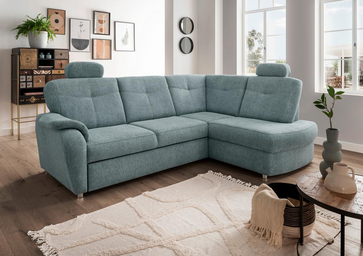 Eckschlafsofa Rosali Mintgrün S: 264x180 Cm - Chromfarben/Mintgrün, MODERN, Textil (264/180cm) - Livetastic