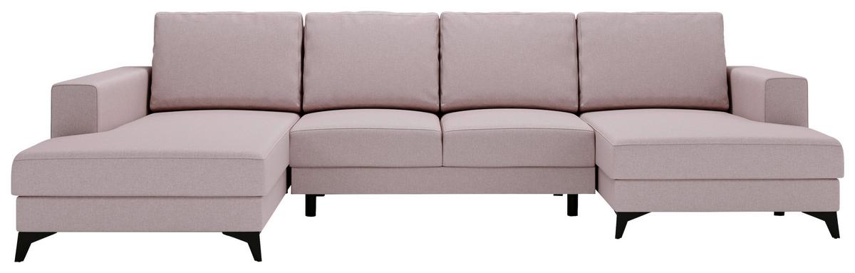 Harvey Rosa U: 190x339x156 cm - Schwarz/Rosa, Design, Textil (190/339/156cm) - Livetastic