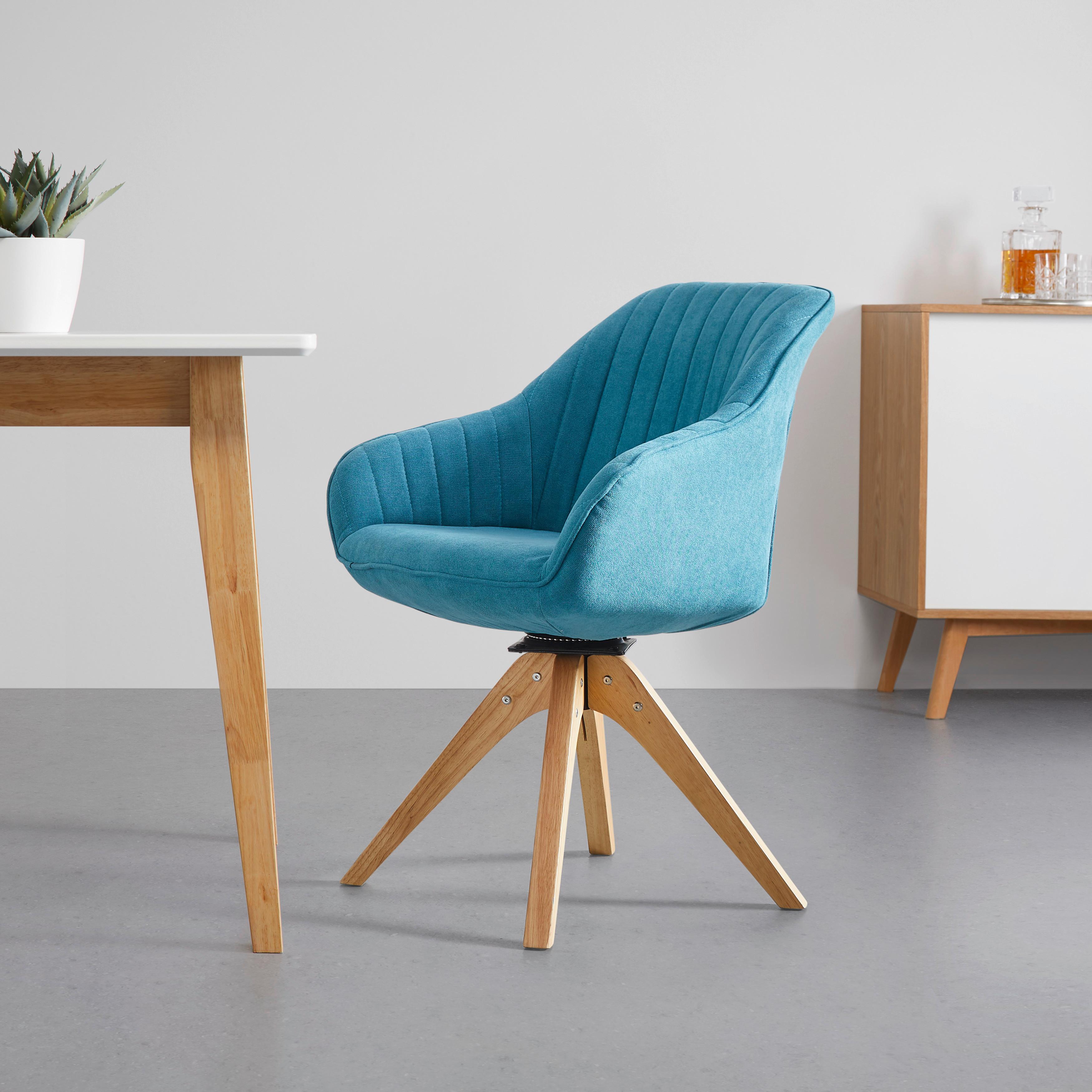 Jedálenská stolička LEONIE - petrolejová/farba duba, Modern, drevo/textil (60/82/61cm) - Modern Living