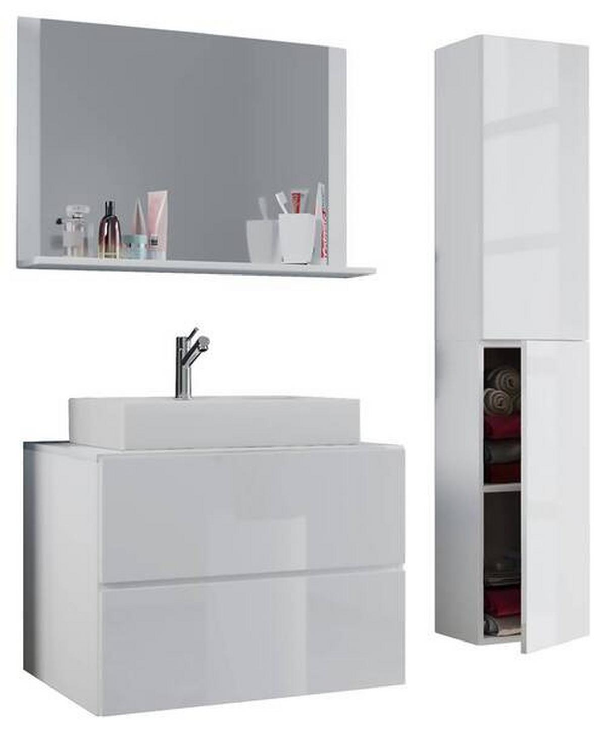 Badezimmer Lendas Weiß B: 114 cm - Weiß, MODERN, Glas/Keramik (114cm) - MID.YOU