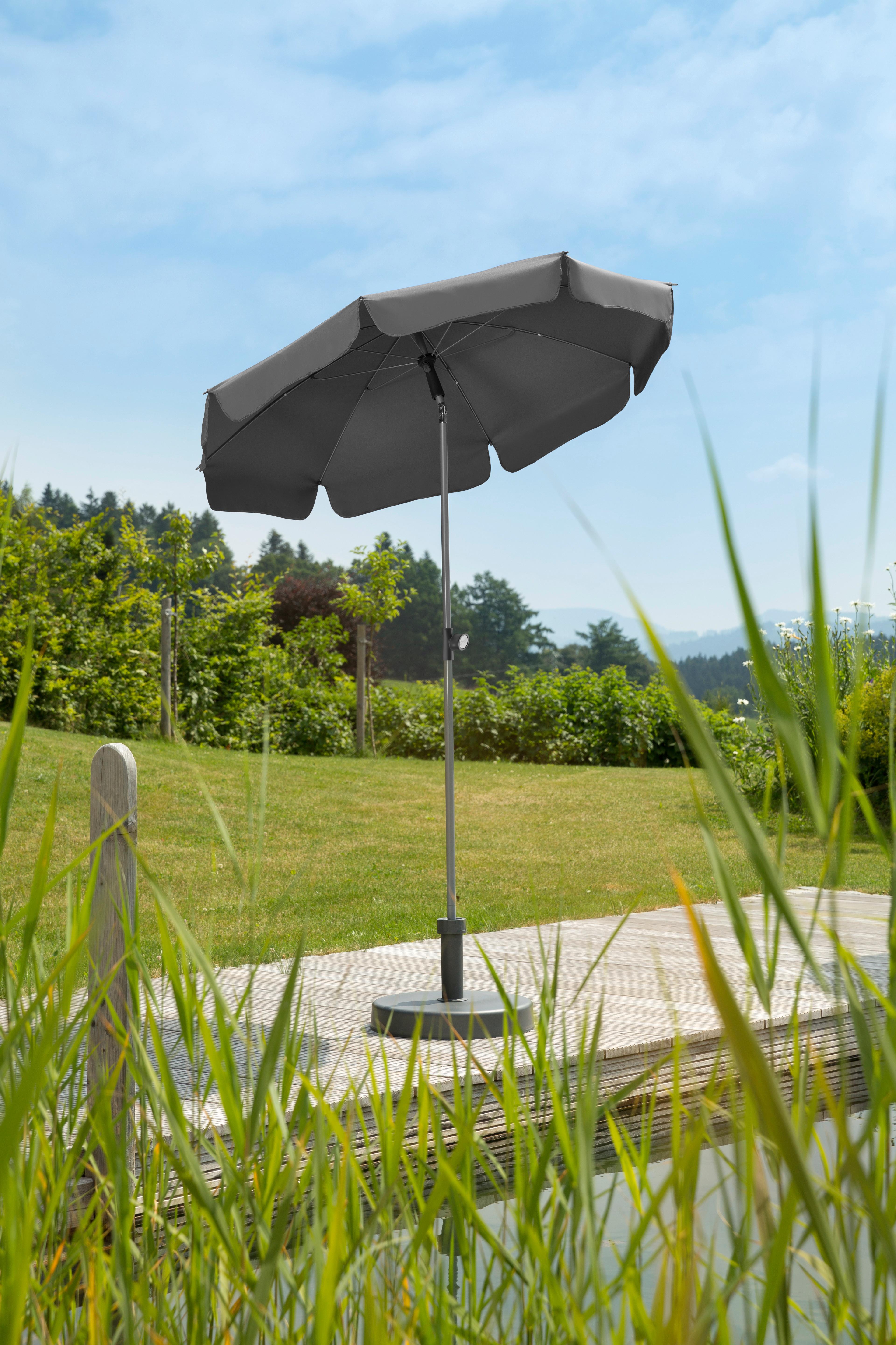 Sonneschirm Locarno BxHxT: 150x220x150 cm Anthrazit - Anthrazit/Silberfarben, Basics, Textil/Metall (150/220/150cm) - Schneider