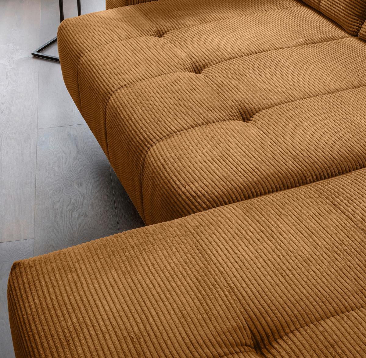 Ecksofa Fiore Goldfarben S: 272x200 cm - Goldfarben/Schwarz, MODERN, Textil (272/200cm) - Livetastic