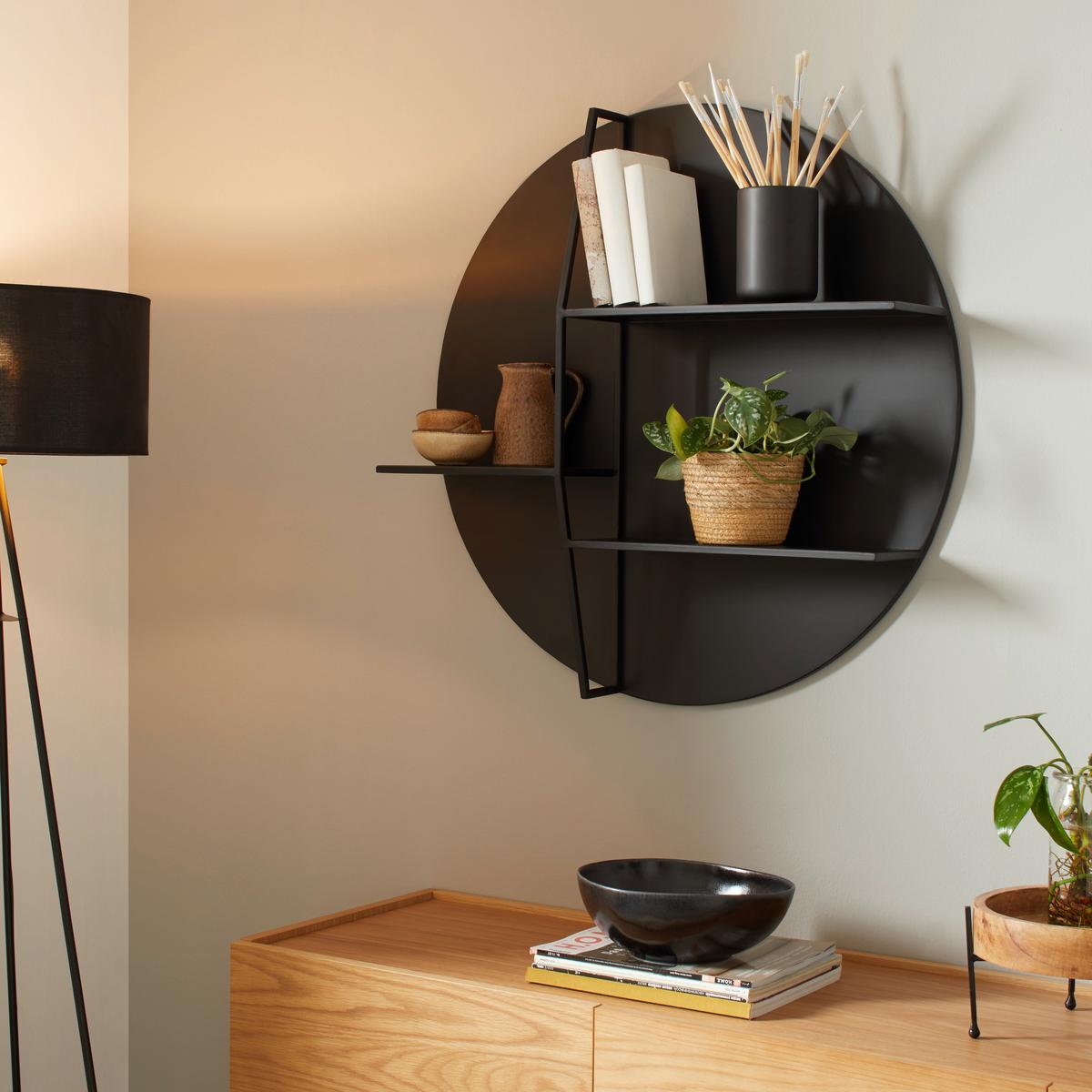 NÁSTĚNNÝ REGÁL FELIX TREND- - černá, Moderní, kov (78/17/78cm) - Premium Living