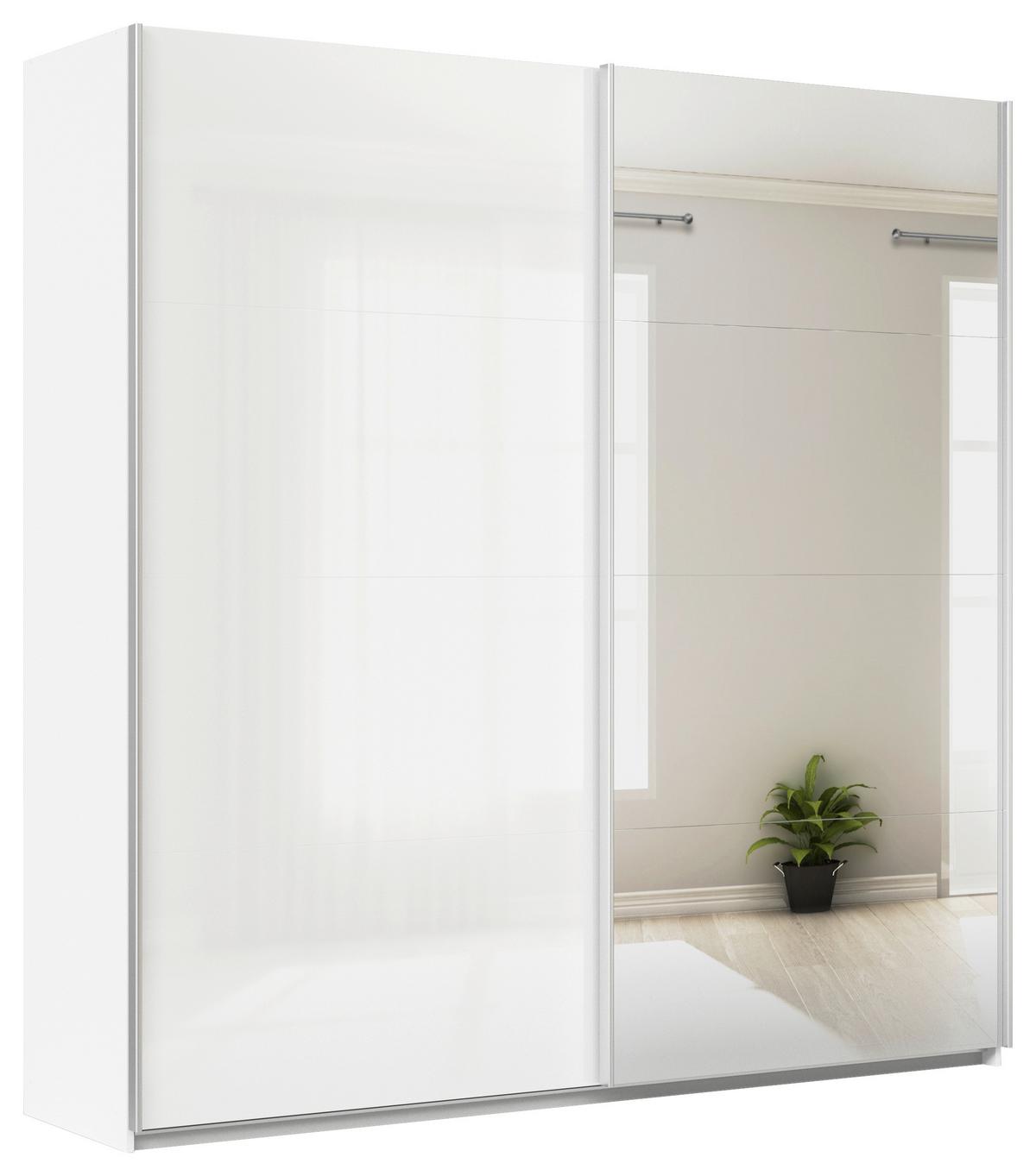 Tolóajtós Szekrény Feldkirch 225/229 Cm - ezüstszínű/magasfényű fehér, Modern, faalapú anyag (225/229/62cm)