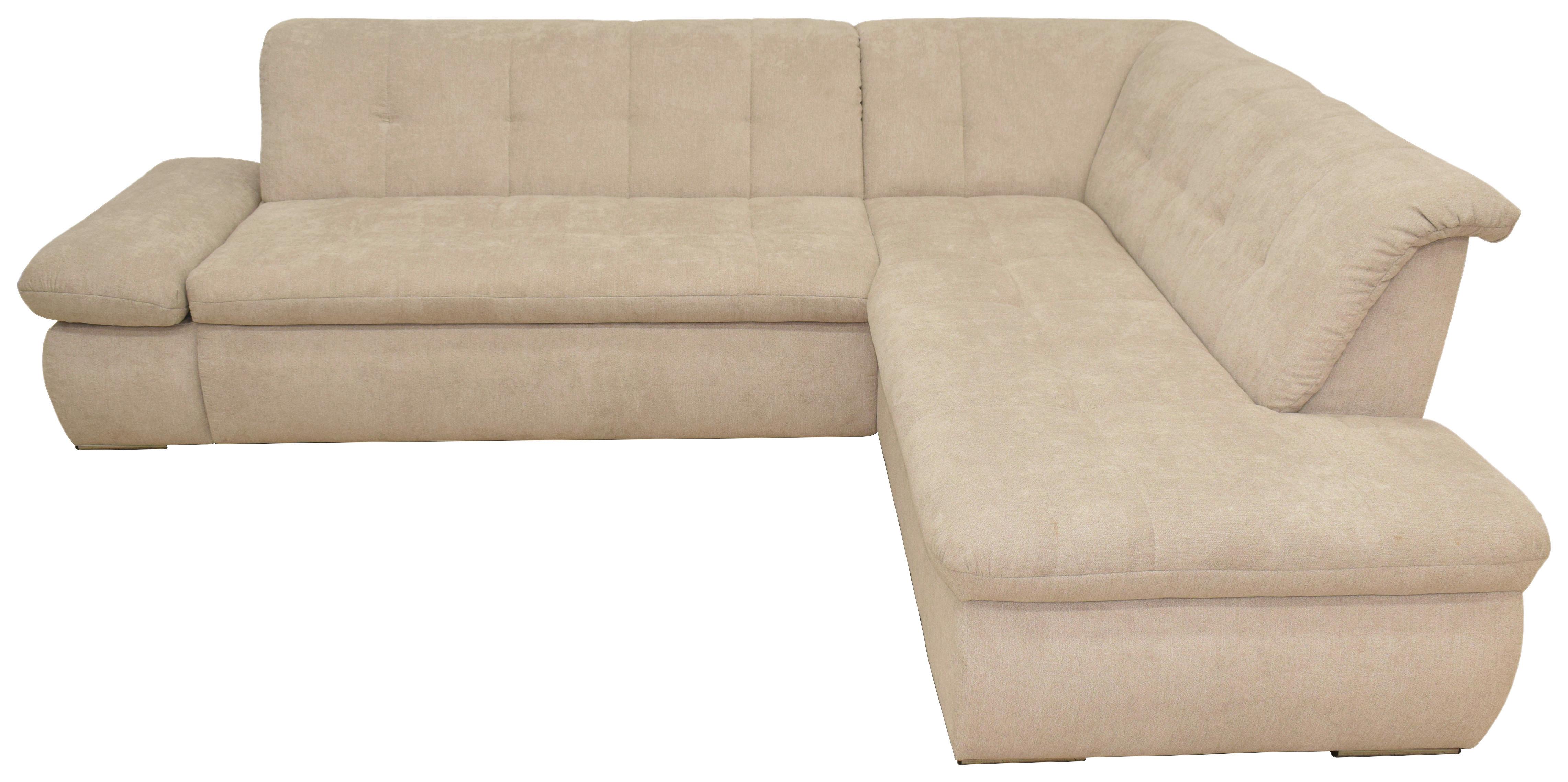 Ecksofa Mit Schlaffunktion Moric Beige Mikrofaser - Chromfarben/Beige, KONVENTIONELL, Textil (273/216cm) - MID.YOU