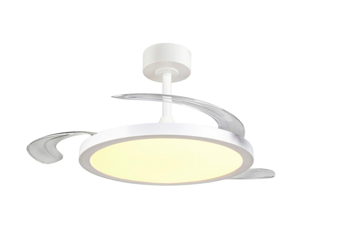 Deckenventilator Kasfjord Weiß Transparent D: 107 cm - Transparent/Weiß, KONVENTIONELL, Kunststoff/Metall (107/35cm)