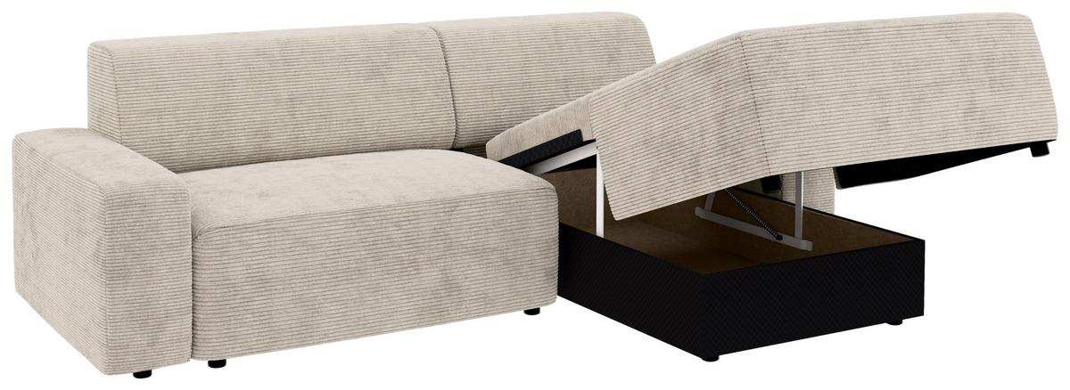 Ecksofa Wien, Creme S: 246x162 cm - Creme/Schwarz, MODERN, Textil (246/162cm) - Trendmanufaktur