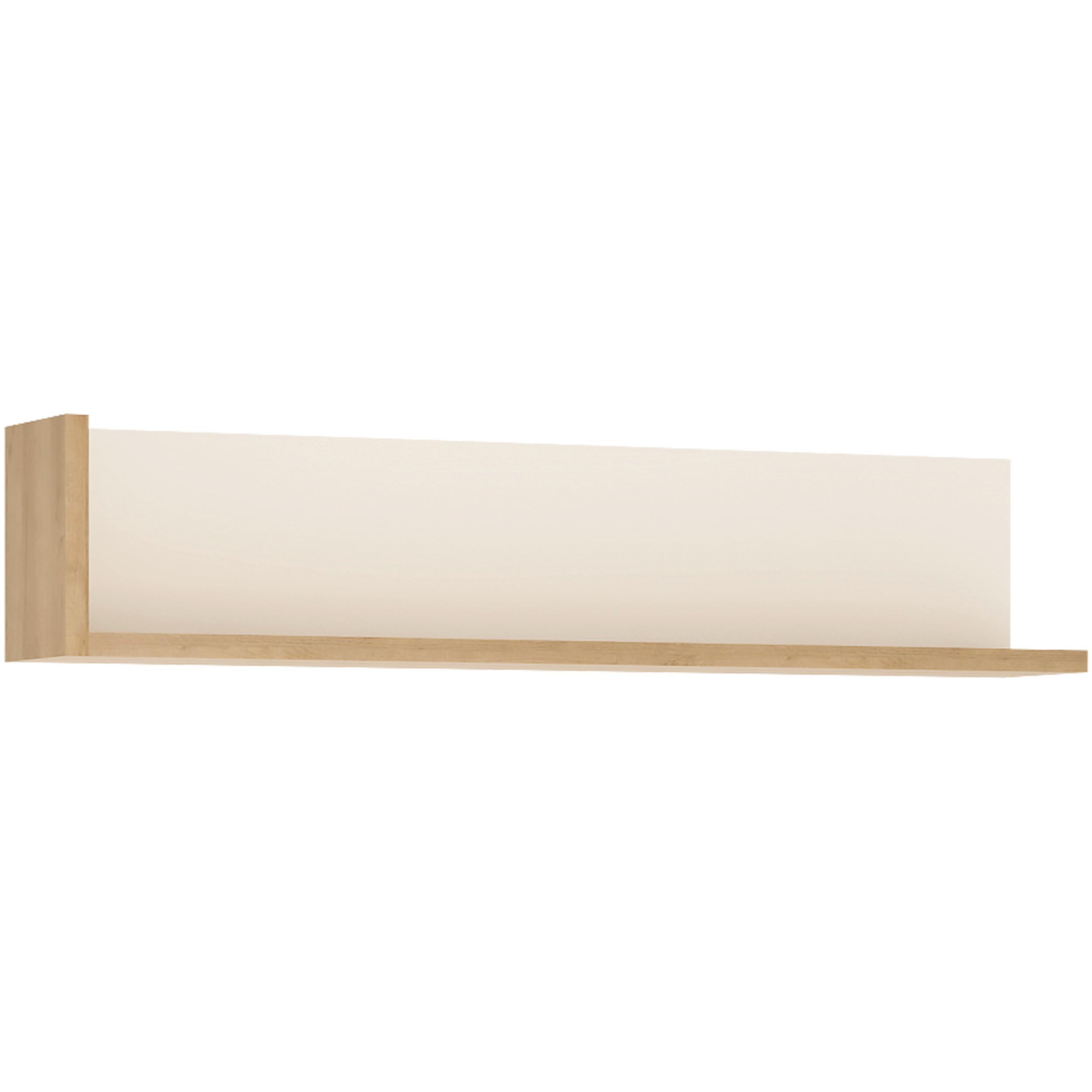 Falipolc Lyon Hell - tölgyfa színű/magasfényű fehér, Trend, faalapú anyag (119,9/24,8/20cm)