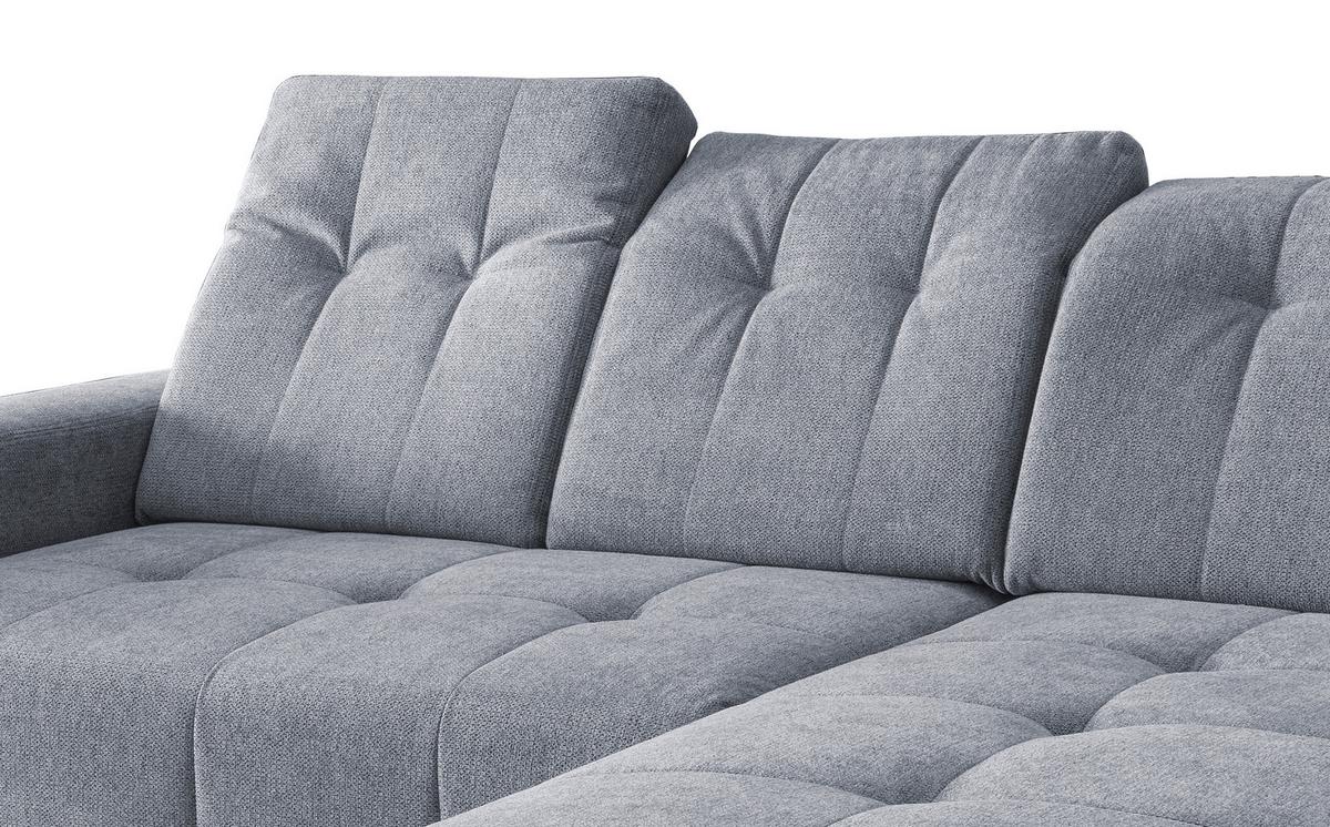 Ecksofa mit USB Anschluss Sano, Hellblau, S: 258x180 cm - Schwarz/Hellblau, MODERN, Textil (258/180cm) - Livetastic