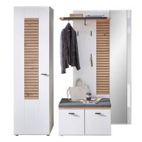 Garderobe Fresno Eiche Artisan/weiß B: 187 Cm - Schwarz/Weiß, Design, Glas/Holzwerkstoff (187/201/40cm) - Livetastic