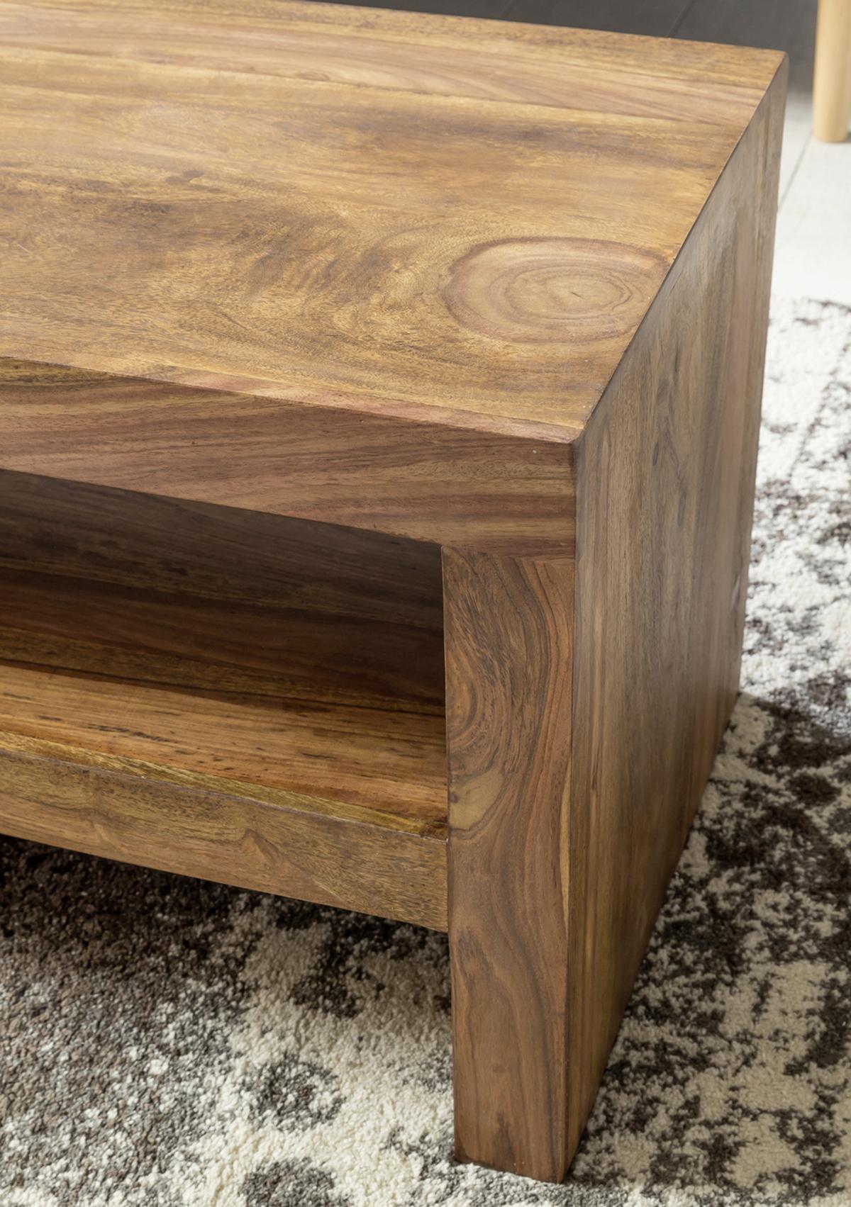 Couchtisch Holz mit Ablagefach Mumbai, Sheesham - Sheeshamfarben, Design, Holz (110/45/45cm) - MID.YOU