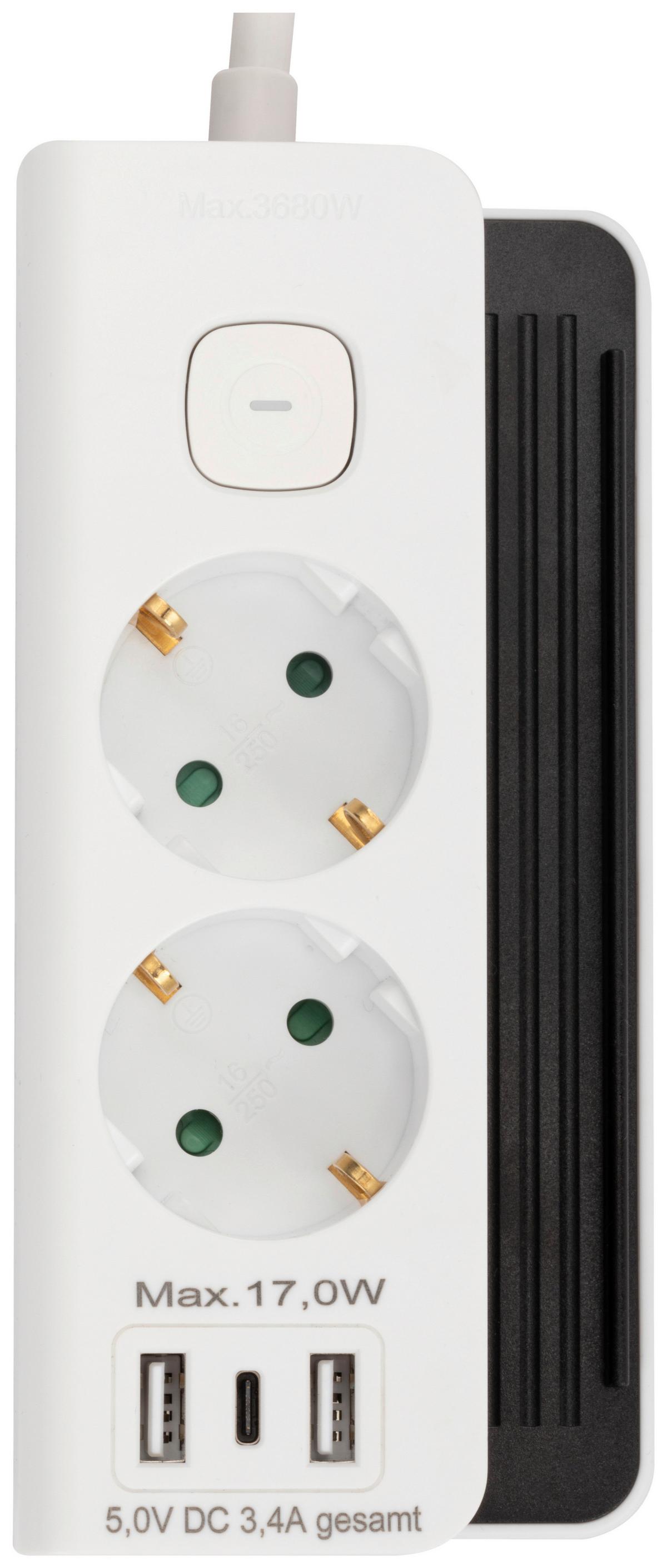 ZÁSUVKOVÁ LIŠTA MIM - bílá/černá, Konvenční, kov/plast (16/8/4,2cm) - Mömax