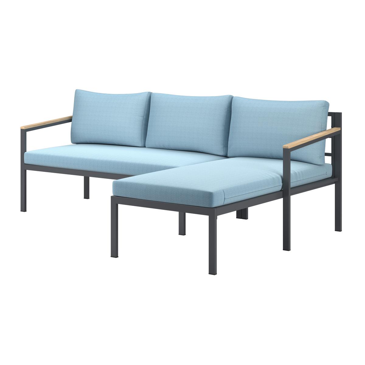 Loungegarnitur Mauri - Anthrazit/Weiß, MODERN, Holz/Textil (219/142cm) - Beldano