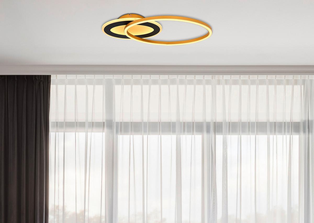 LED-Deckenleuchte L: 53 cm, 1-Flammig - Goldfarben/Opal, Design, Kunststoff/Metall (53/23,5/7cm) - Globo