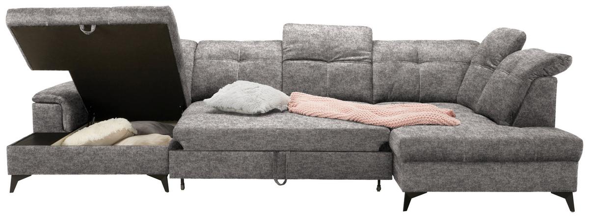 Sedacia súprava U SIERRA, pravá, sivobéžová INFINITY - čierna/sivobéžová, Modern, kov/textil (181/364/230cm) - Mömax
