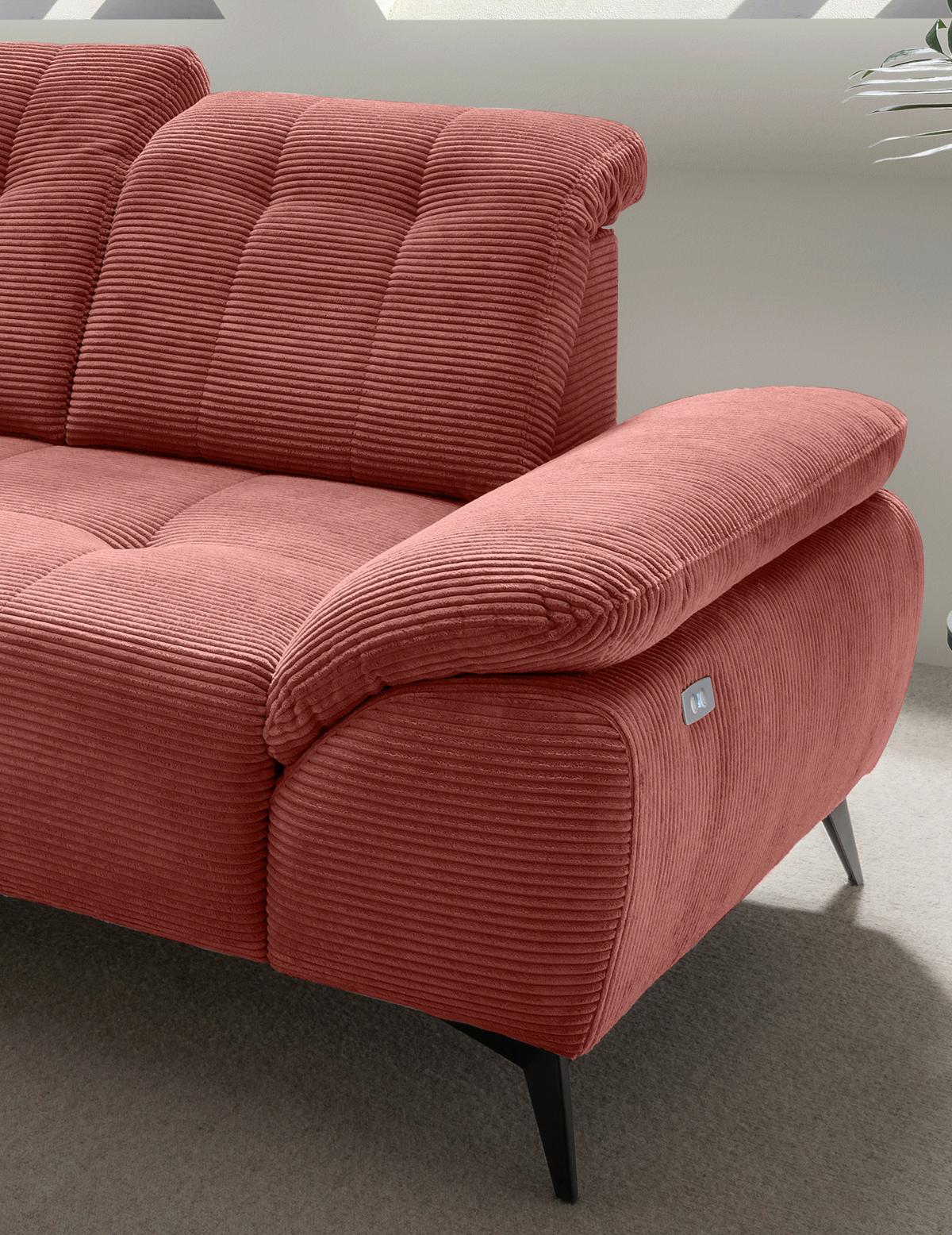 Ecksofa Fiore, Koralle S: 200x272 cm - Koralle/Schwarz, MODERN, Textil (200/272cm) - Livetastic