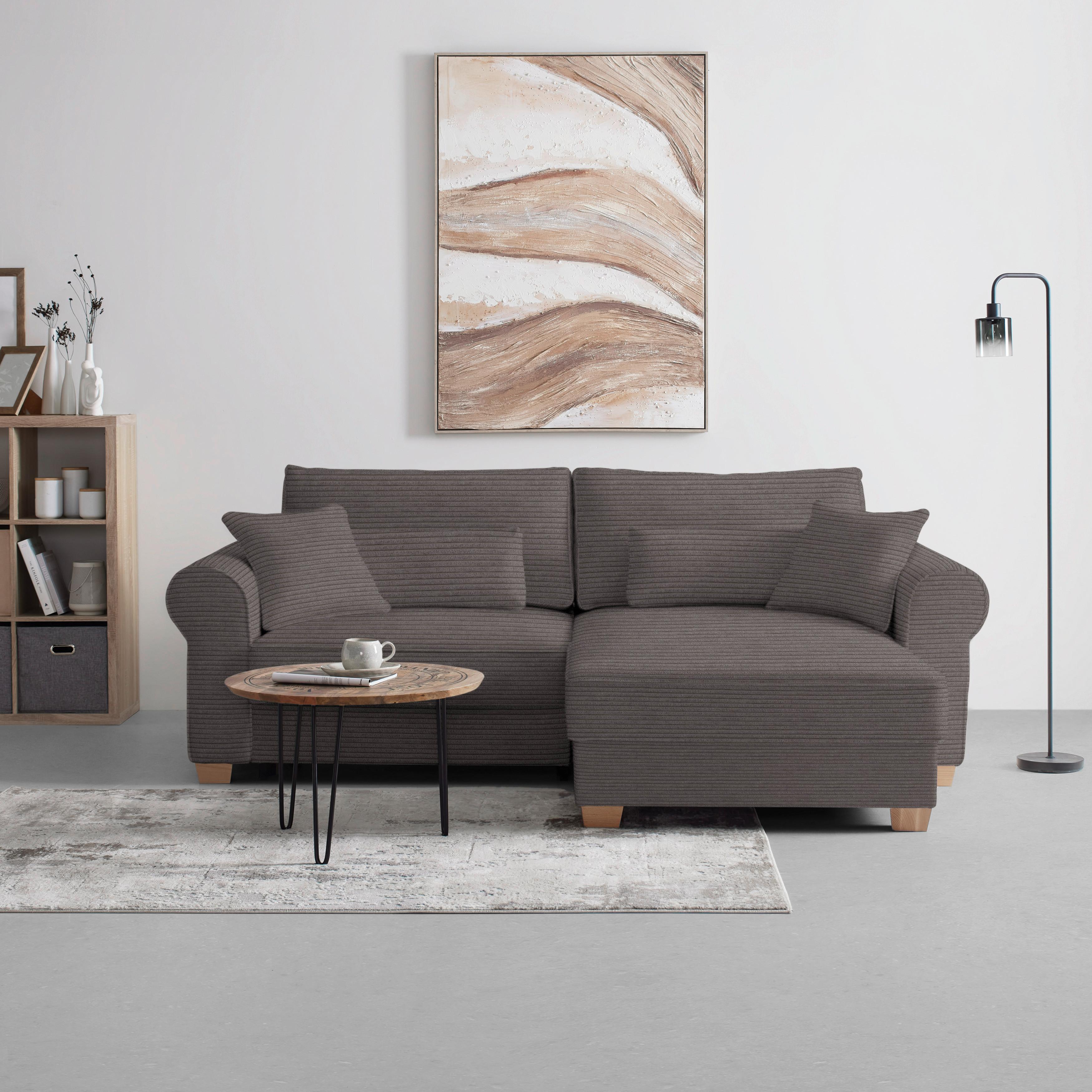 Sedací souprava ANGELO, oboustranná,tm.šedý manšestr - tmavě šedá, Moderní, dřevo/kompozitní dřevo (255/92/185cm) - Mömax