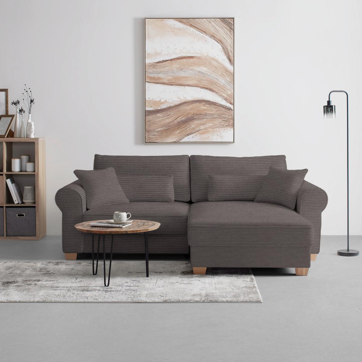 Sedací souprava ANGELO, oboustranná,tm.šedý manšestr - tmavě šedá, Moderní, dřevo/kompozitní dřevo (255/92/185cm) - Mömax