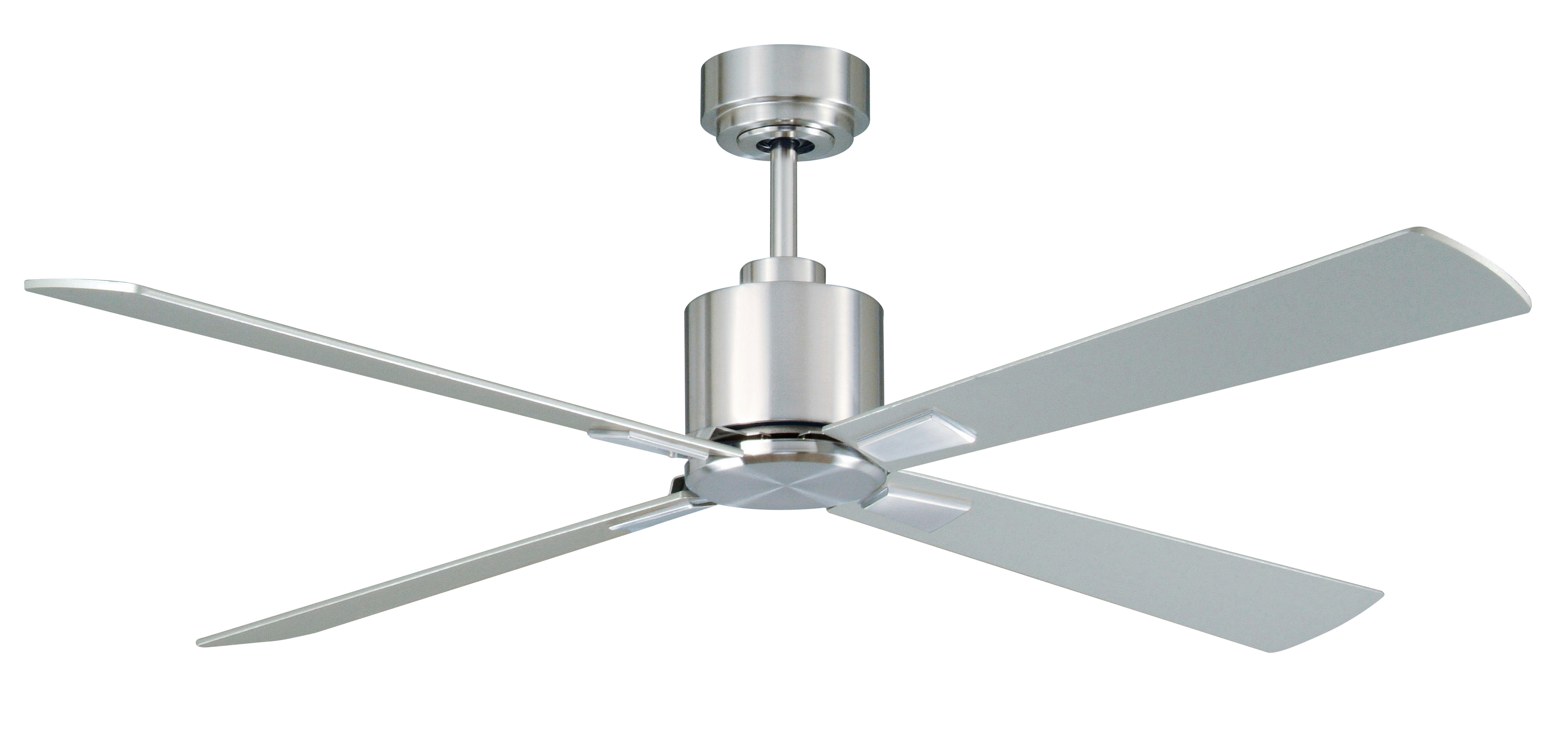 Deckenventilator Airfusion Chrom 4 Flügel, Geräuscharm - Chromfarben/Silberfarben, Basics, Holzwerkstoff/Metall (132/33cm)