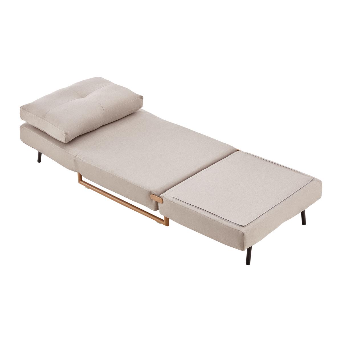 Rozkládací pohovka Malic - béžové - barvy dubu/béžová, Moderní, kov/textil (80/84/90cm) - Bessagi Home