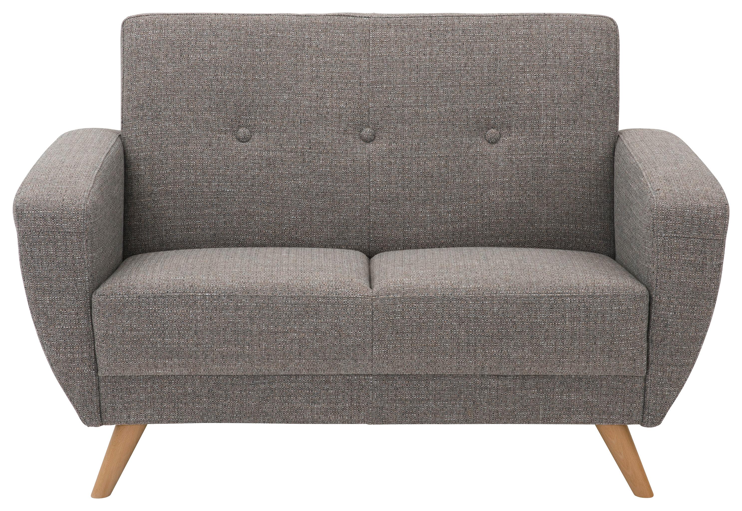 2-Sitzer-Sofa Jerry Rücken Echt, Grau - Naturfarben/Grau, Design, Textil (136/85/82cm) - Max Winzer