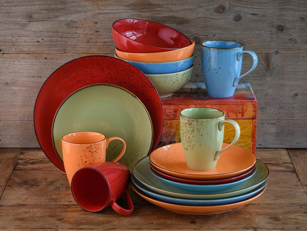Kombiservice Keramik 4 Personen Geschirr Set - Multicolor, Basics, Keramik (34/31,5/33cm) - Creatable