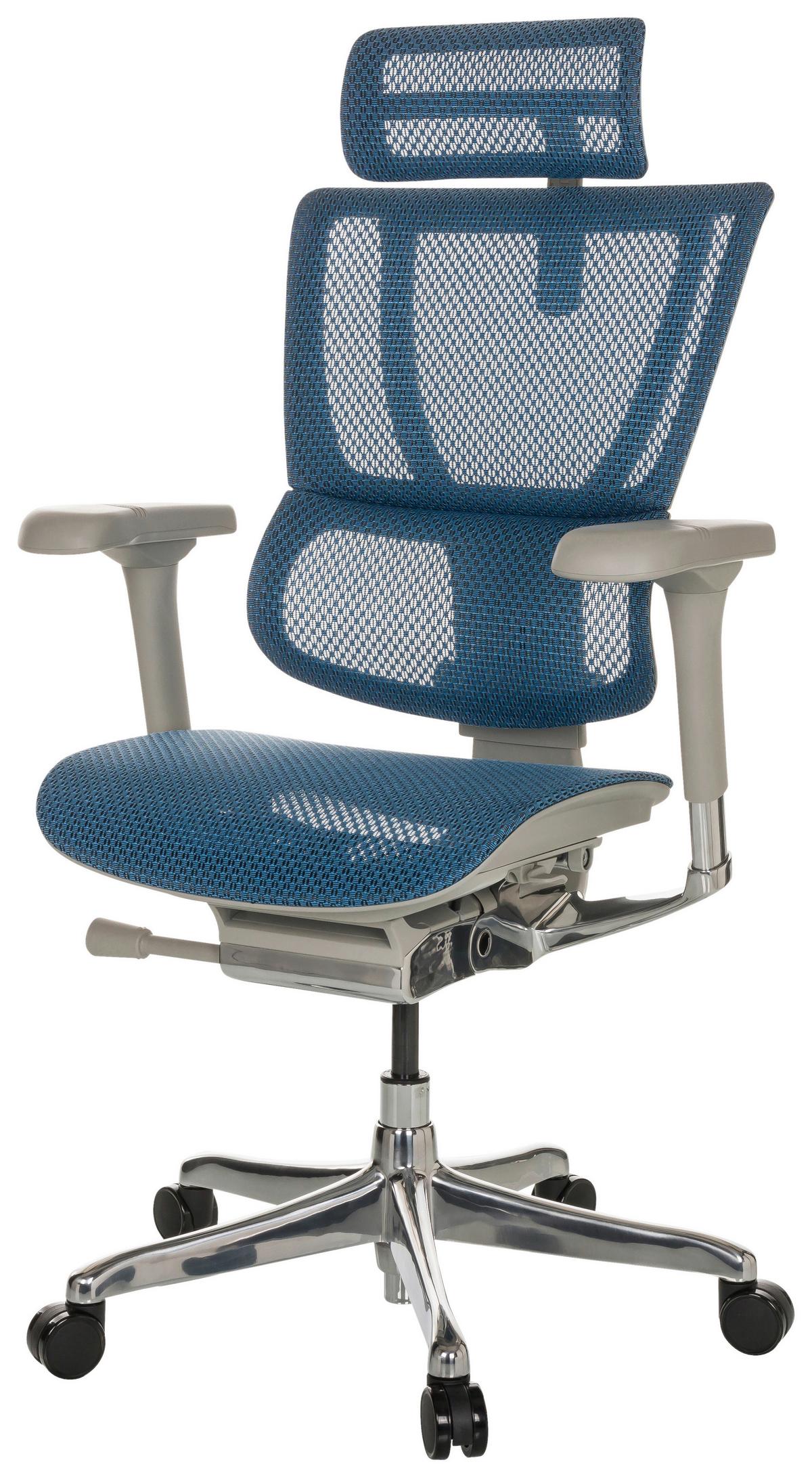 Drehstuhl Ergohuman Slim I G - Blau/Silberfarben, Basics, Kunststoff/Textil (69/116-138/66cm) - MID.YOU