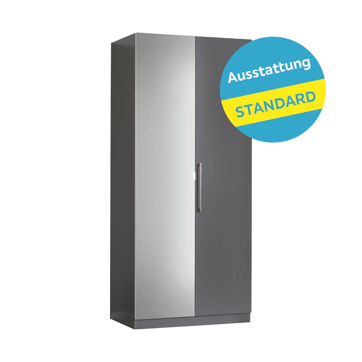 Drehtürenschrank Mit Spiegel 91,1cm Unit Anthrazit - Anthrazit, MODERN, Holzwerkstoff (91,1/210/58,3cm) - Ondega