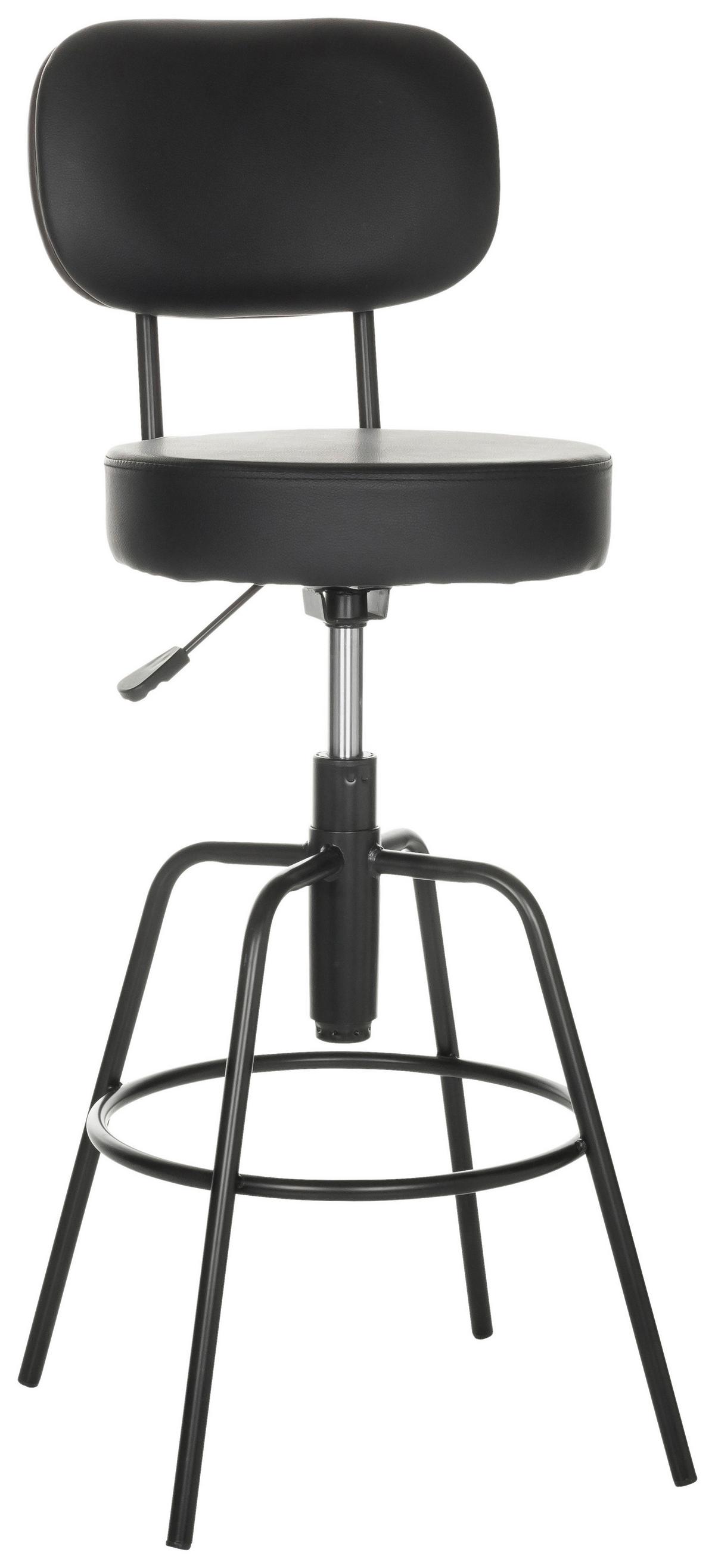 Barhocker Disc High - Schwarz, Basics, Leder/Metall (43/103-113/43cm) - MID.YOU