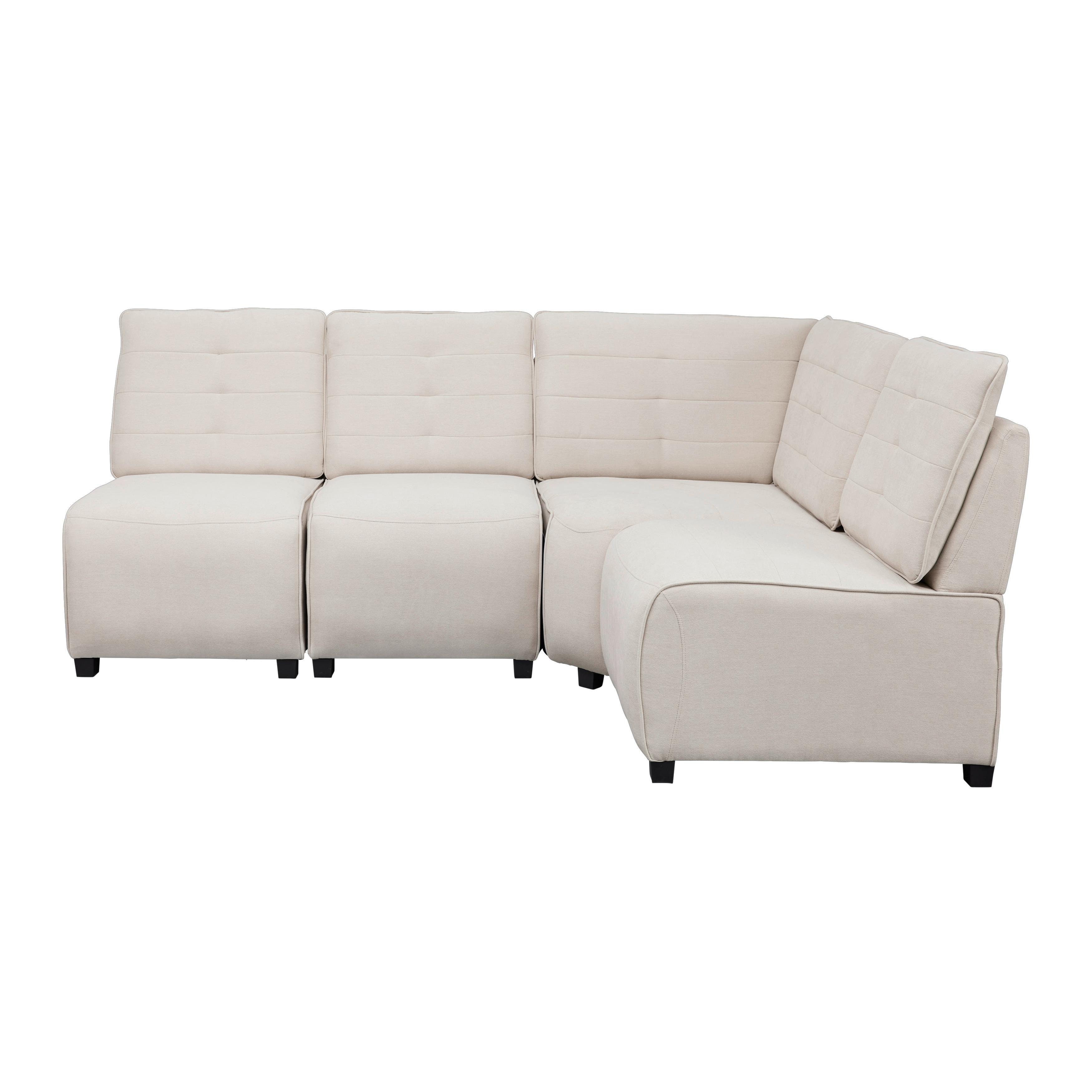 Sedací souprava VICTORIE béžová - béžová, Moderní, dřevo/textil (215/154cm) - Bessagi Home