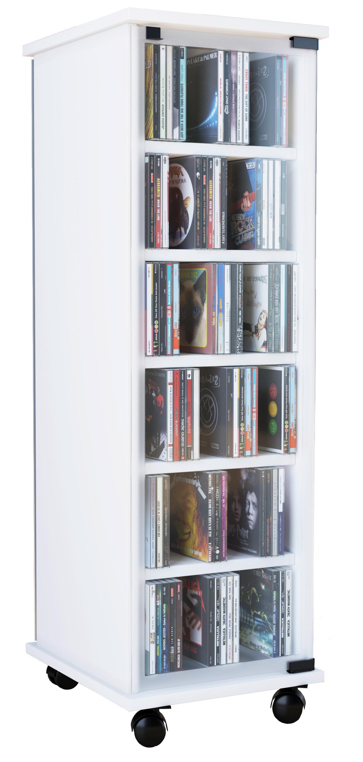 CD Regál Valenza biely - čierna/biela, Konventionell, kompozitné drevo/plast (31/97,5/35cm) - MID.YOU