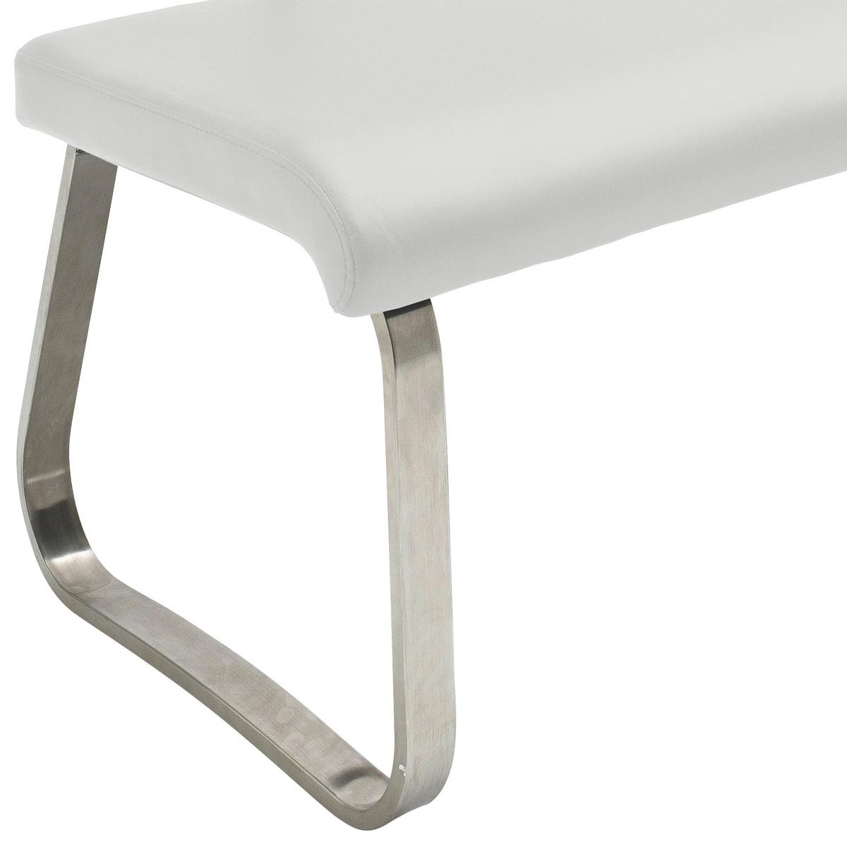 Sitzbank mit Lehne Weiß Arco 175x86x59 cm - Edelstahlfarben/Weiß, Design, Leder/Metall (175/86/59cm) - Livetastic
