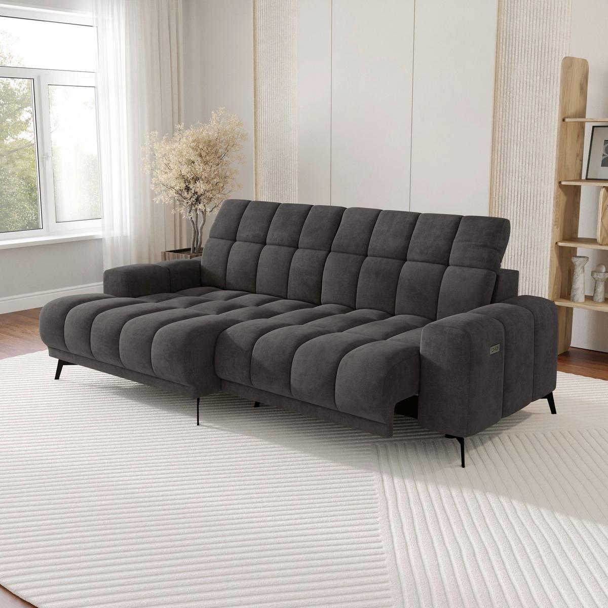 Rohová sedačka LAYA, levá, tmavě hnědá tkanina MEMPHIS - tmavě hnědá, Moderní, textil (155/250cm) - Premium Living