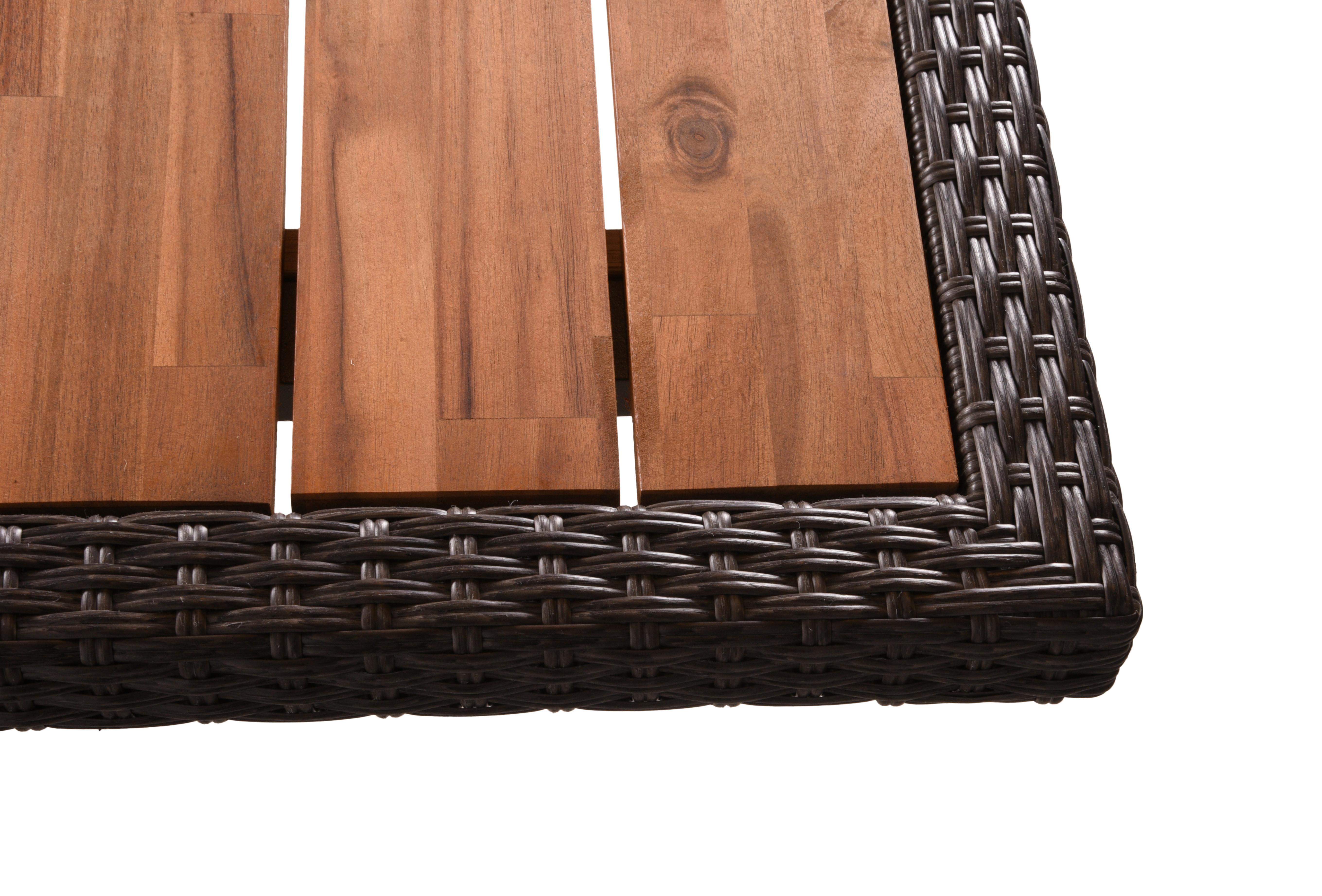 Gartentisch Braga - Schwarz/Braun, Basics, Holz/Kunststoff (220/100/75cm) - Gardenson