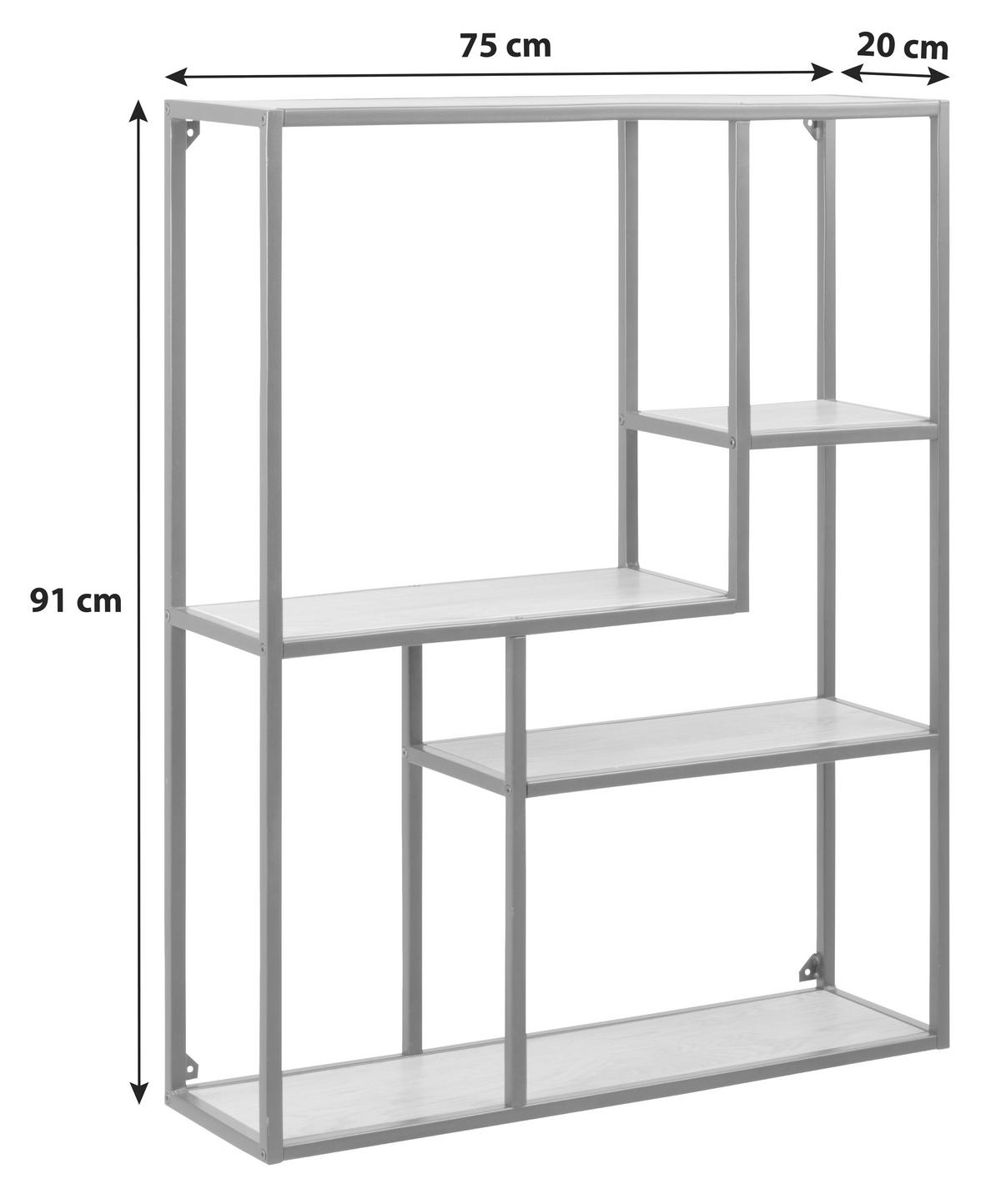 Falipolc Seaford 75/91cm - fekete, Modern, faalapú anyag/fém (75,0/91,0/20,0cm) - MID.YOU